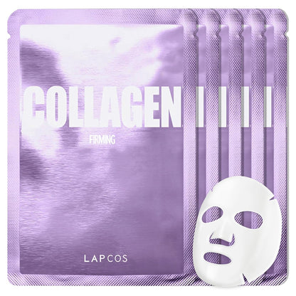 Collagen Sheet Mask - Firming & Age-Defying Face Masks with Collagen Peptides - Minimizes Fine Lines & Restores Skin Elasticity - Highly Breathable PT Cell Sheet - Korean Skin Care (Pack of 5)