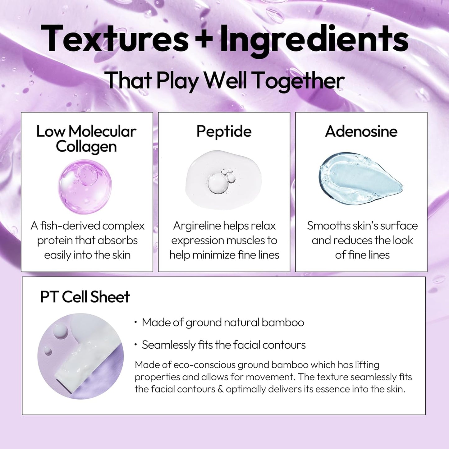 Collagen Sheet Mask - Firming & Age-Defying Face Masks with Collagen Peptides - Minimizes Fine Lines & Restores Skin Elasticity - Highly Breathable PT Cell Sheet - Korean Skin Care (Pack of 5)